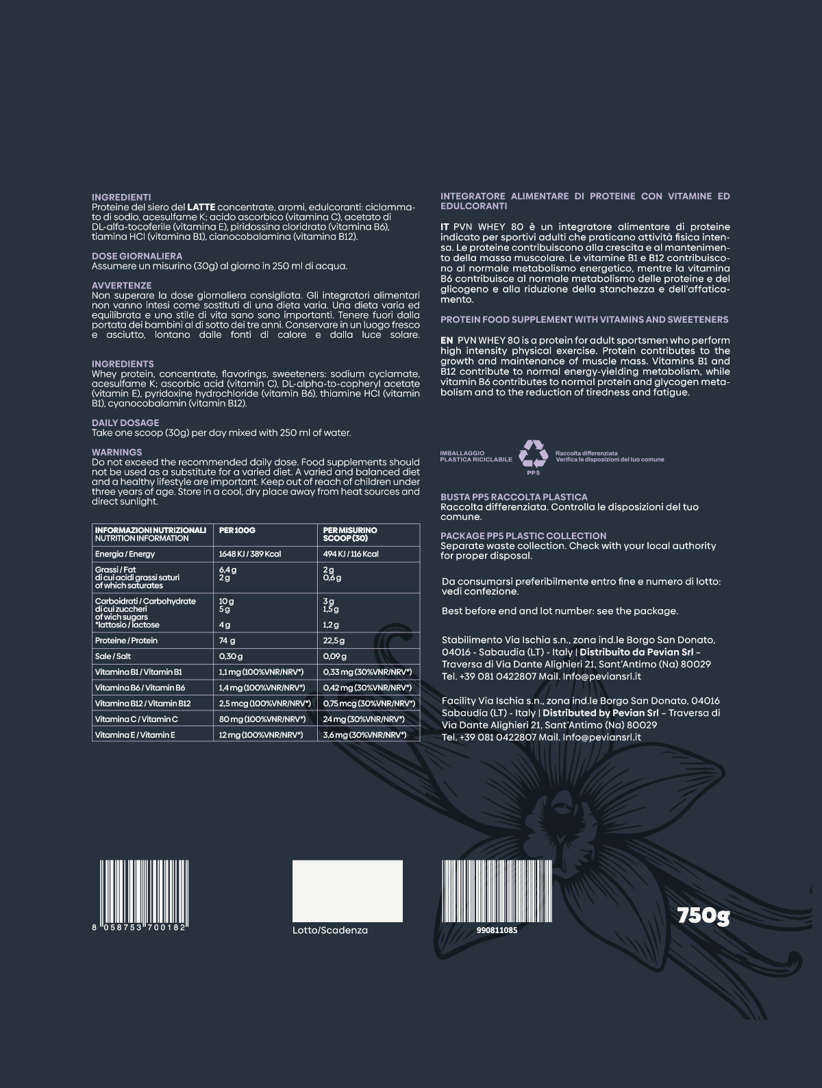 PVN WHEY 80 – Gusto Vaniglia