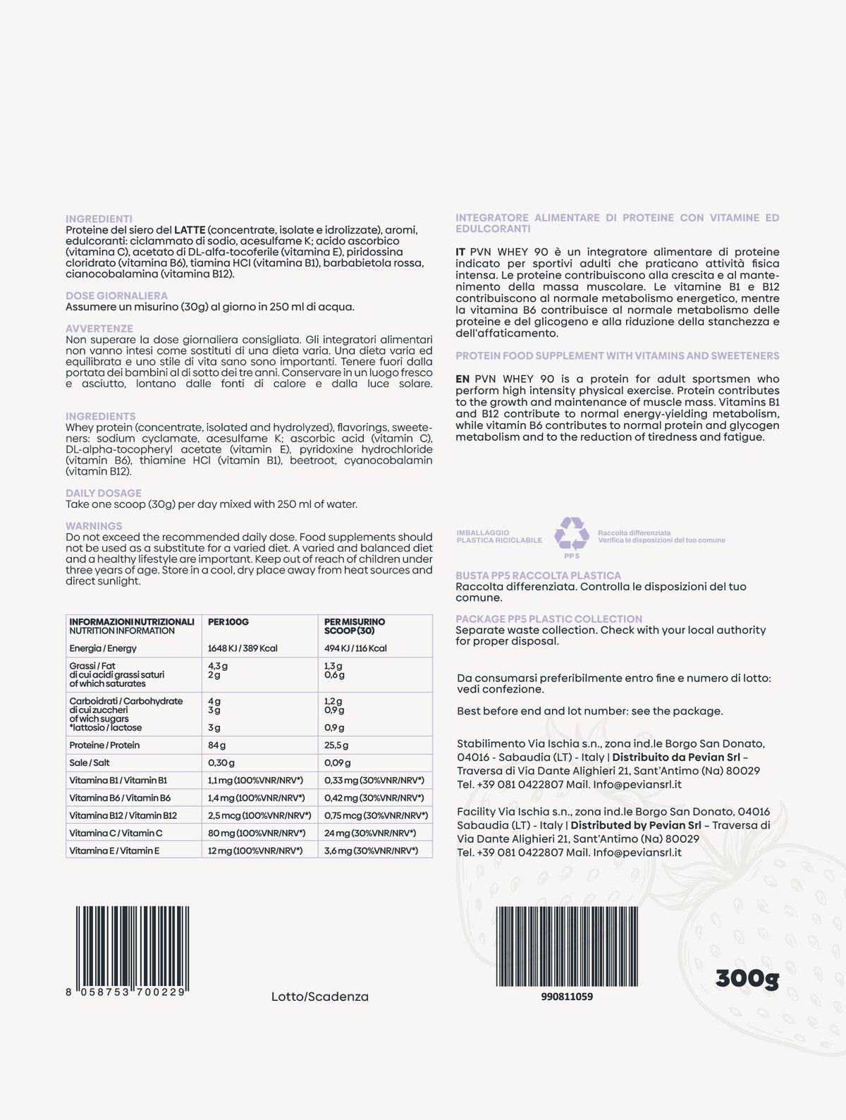 PVN WHEY 90 – Gusto Fragola